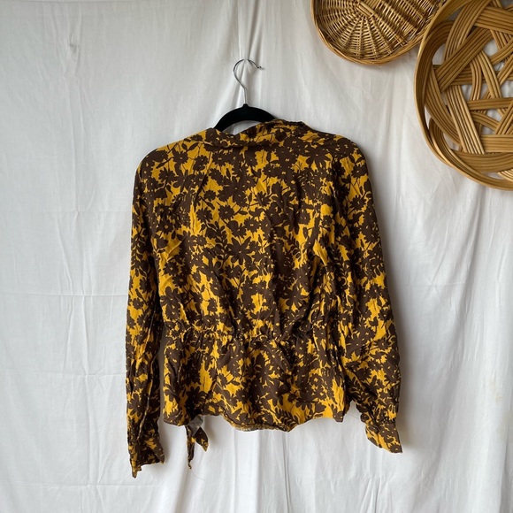 Top Shop Floral Jacquard Top Golden Yellow & Brown - Picture 8 of 15